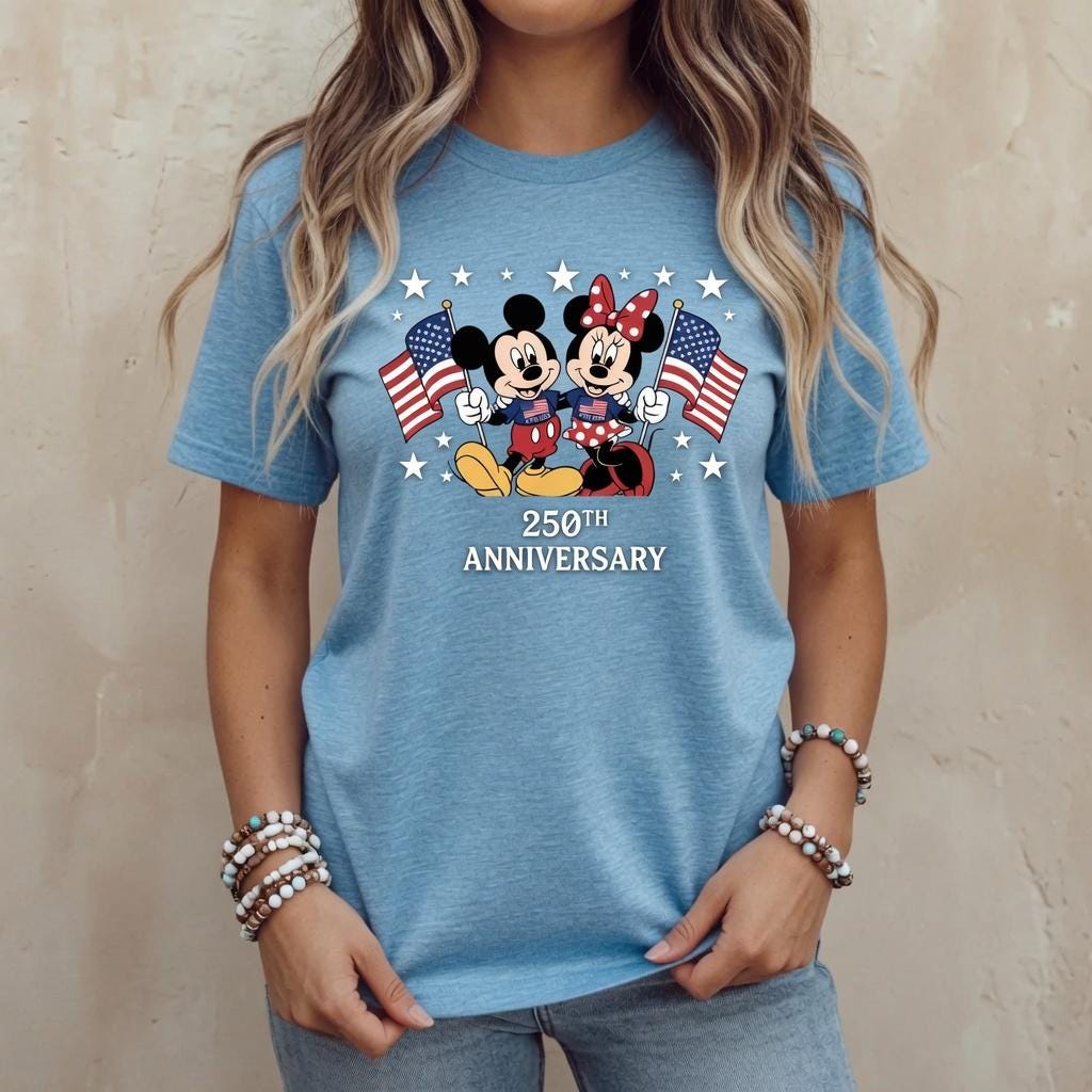 Mickey Minnie 250th Anniversary Shirt, Disney Comfort Colors Tee, Patriotic 4th of July Shirt, American Flag Gift for Mom | QR22