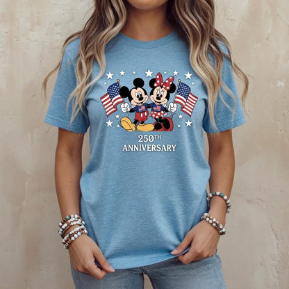 Mickey Minnie 250th Anniversary Shirt, Disney Comfort Colors Tee, Patriotic 4th of July Shirt, American Flag Gift for Mom | QR22