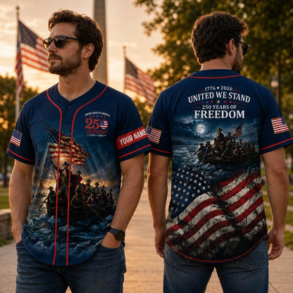 250th Anniversary USA Baseball Jersey, Patriotic Freedom Shirt, Revolutionary War Jersey, Custom Name 1776 2026 Gift | WU58
