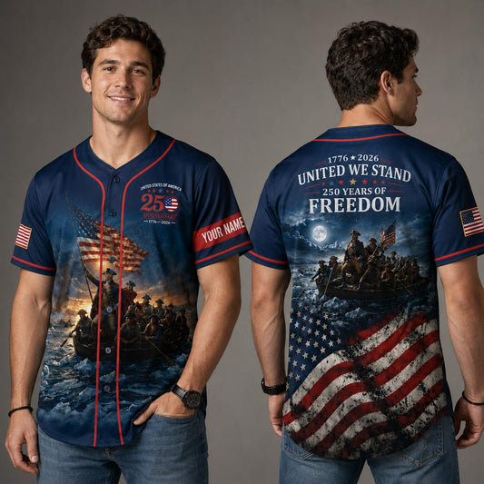 250th Anniversary USA Baseball Jersey, Patriotic Freedom Shirt, Revolutionary War Jersey, Custom Name 1776 2026 Gift | WU58