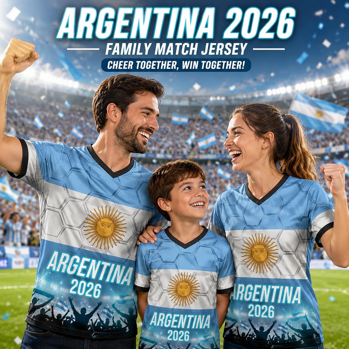Custom Argentina Soccer Jersey 2026 World Cup, Personalized Name Number Shirt for Men Women Kids, Argentina Fan Apparel Gift | AR44