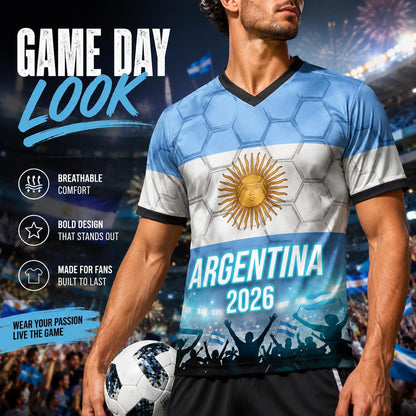 Custom Argentina Soccer Jersey 2026 World Cup, Personalized Name Number Shirt for Men Women Kids, Argentina Fan Apparel Gift | AR44
