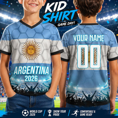 Custom Argentina Soccer Jersey 2026 World Cup, Personalized Name Number Shirt for Men Women Kids, Argentina Fan Apparel Gift | AR44
