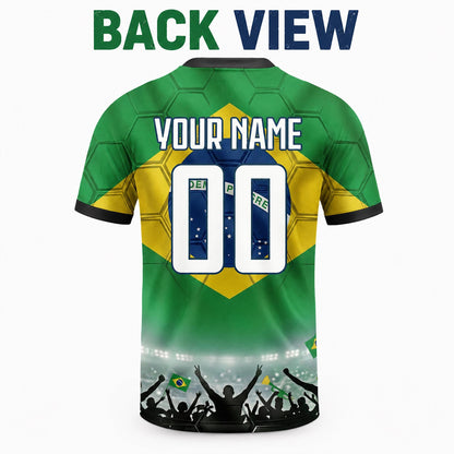 Custom Brazil Soccer Jersey 2026 World Cup, Personalized Name Number Shirt for Men Women Kids, Brazil Fan Apparel Gift | BX91
