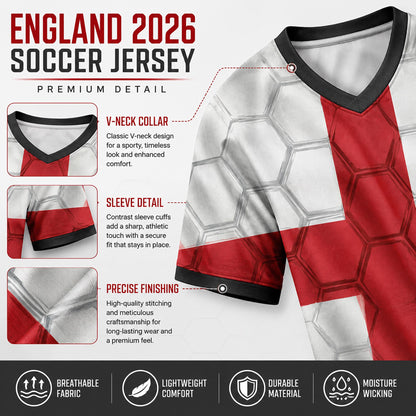 Custom England Soccer Jersey 2026 World Cup, Personalized Name Number Shirt for Men Women Kids, England Fan Apparel Gift | DE53