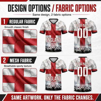 Custom England Soccer Jersey 2026 World Cup, Personalized Name Number Shirt for Men Women Kids, England Fan Apparel Gift | DE53