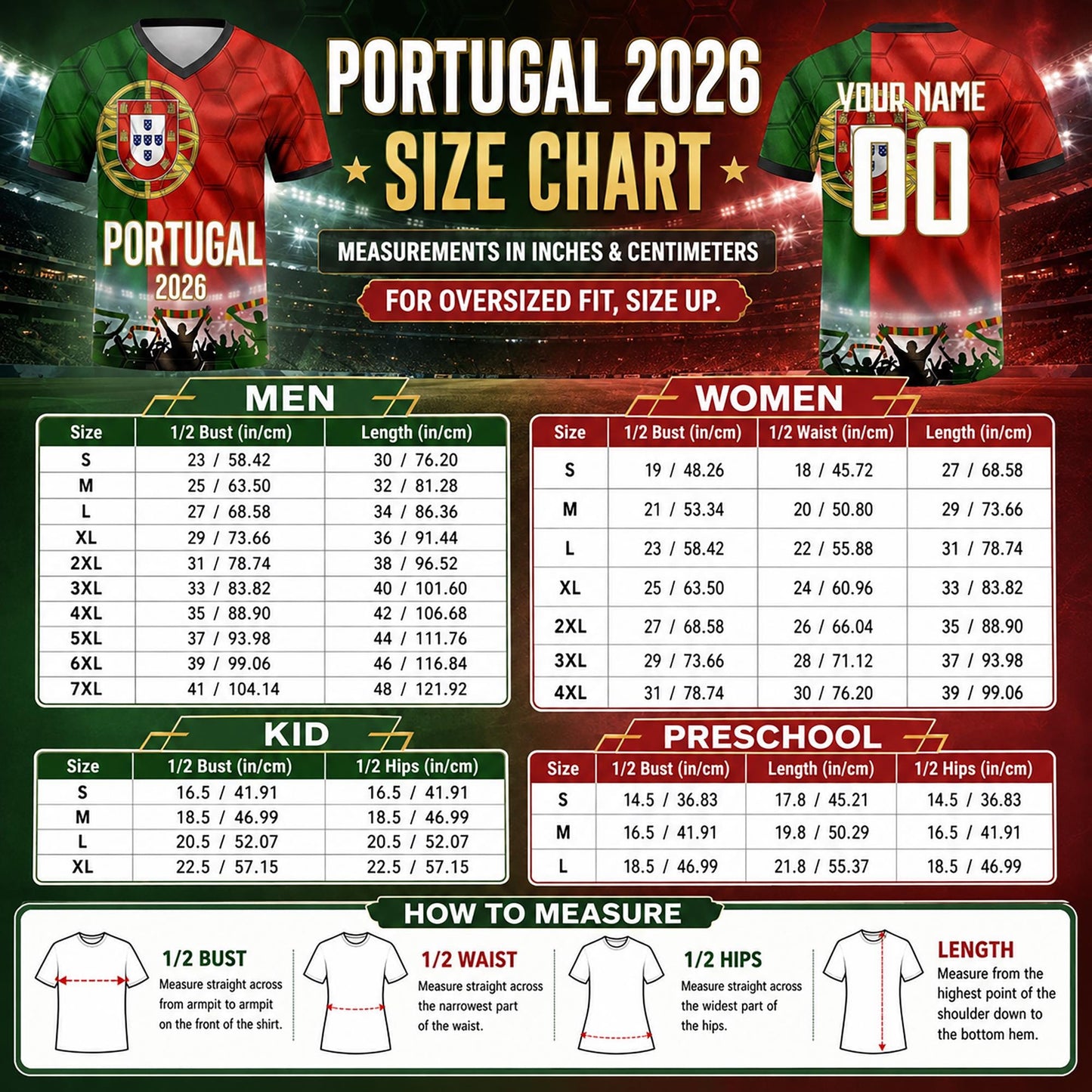 Custom Portugal Soccer Jersey 2026 World Cup, Personalized Name Number Shirt for Men Women Kids, Portugal Fan Apparel Gift | SS48