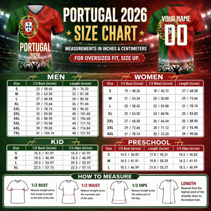 Custom Portugal Soccer Jersey 2026 World Cup, Personalized Name Number Shirt for Men Women Kids, Portugal Fan Apparel Gift | SS48