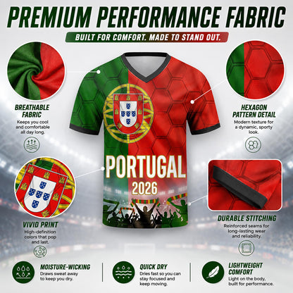 Custom Portugal Soccer Jersey 2026 World Cup, Personalized Name Number Shirt for Men Women Kids, Portugal Fan Apparel Gift | SS48