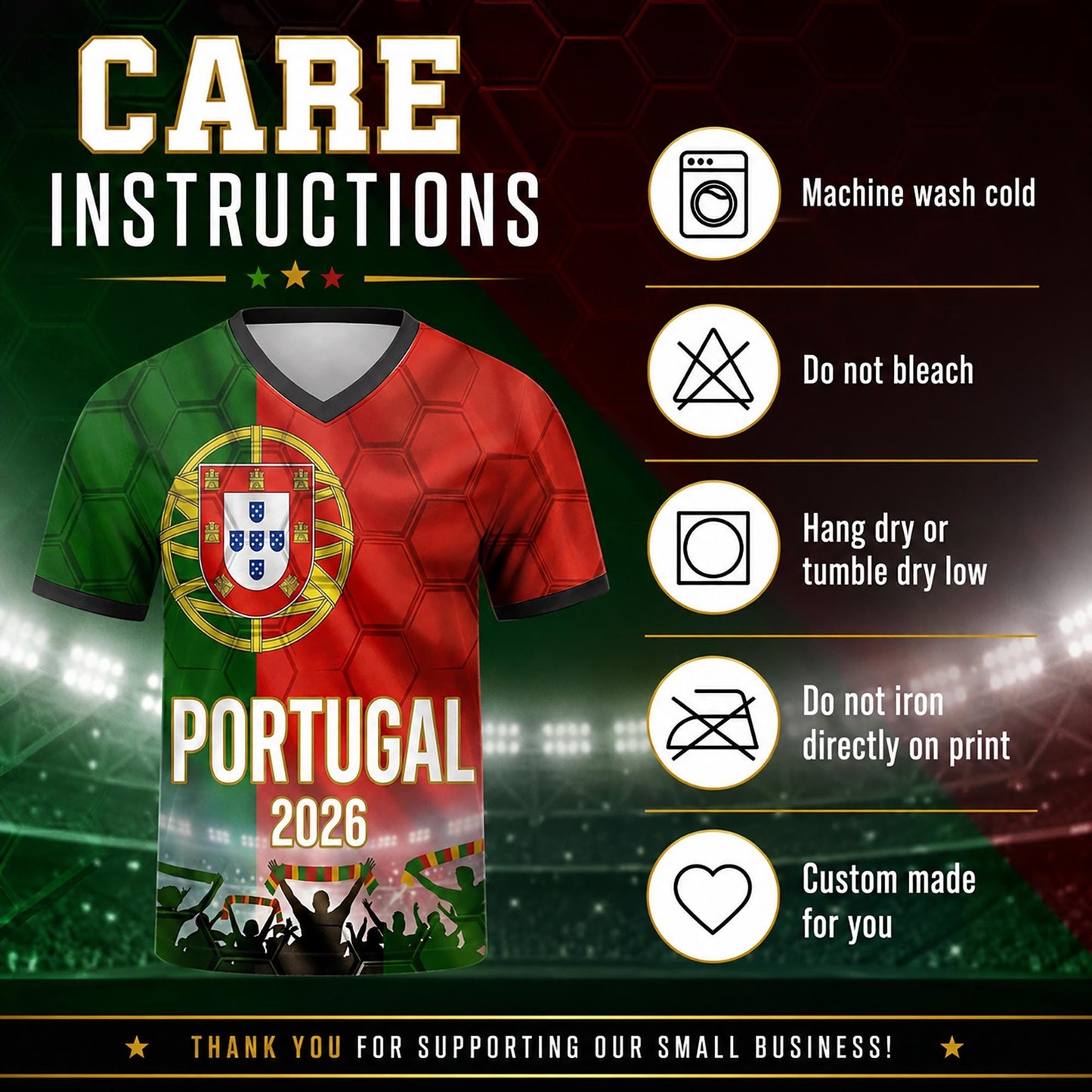 Custom Portugal Soccer Jersey 2026 World Cup, Personalized Name Number Shirt for Men Women Kids, Portugal Fan Apparel Gift | SS48