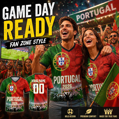Custom Portugal Soccer Jersey 2026 World Cup, Personalized Name Number Shirt for Men Women Kids, Portugal Fan Apparel Gift | SS48