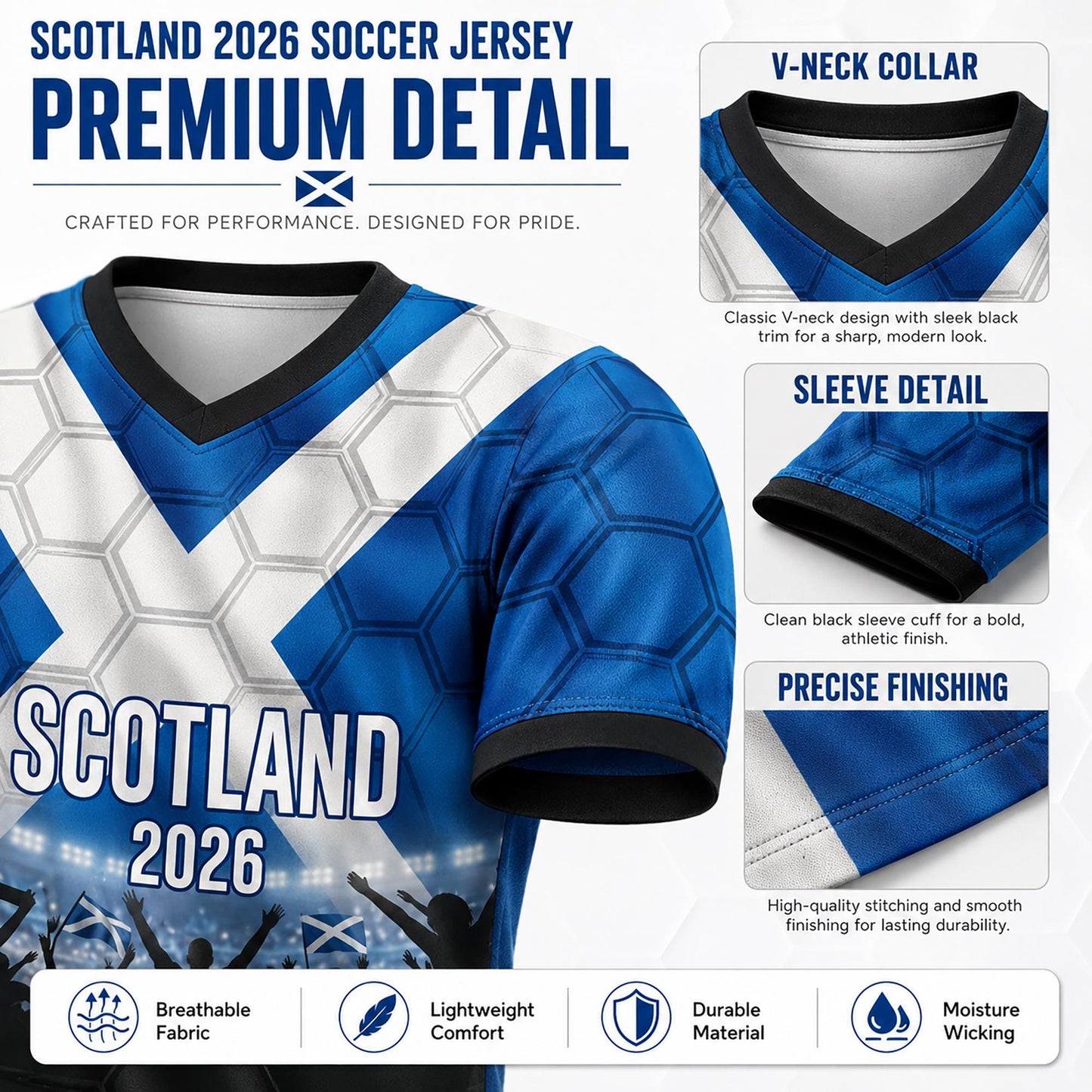 Custom Scotland Soccer Jersey 2026 World Cup, Personalized Name Number Shirt for Men Women Kids, Scotland Fan Apparel Gift | NP24
