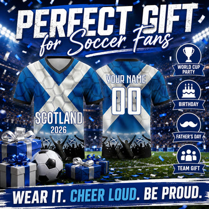 Custom Scotland Soccer Jersey 2026 World Cup, Personalized Name Number Shirt for Men Women Kids, Scotland Fan Apparel Gift | NP24
