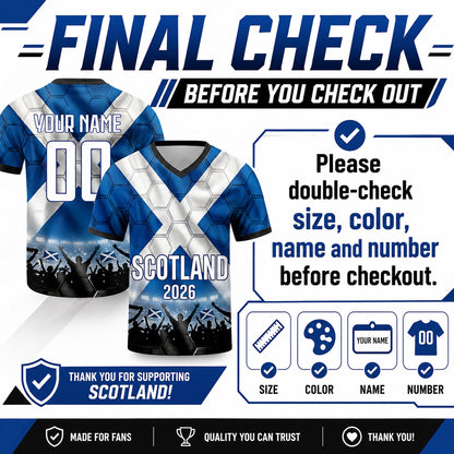 Custom Scotland Soccer Jersey 2026 World Cup, Personalized Name Number Shirt for Men Women Kids, Scotland Fan Apparel Gift | NP24