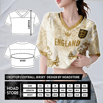 Custom England Soccer Crop Top Jersey, Personalized Name Number Shirt, Football Fan Crop Tee, Bachelorette Party & Festival Outfit | OX84