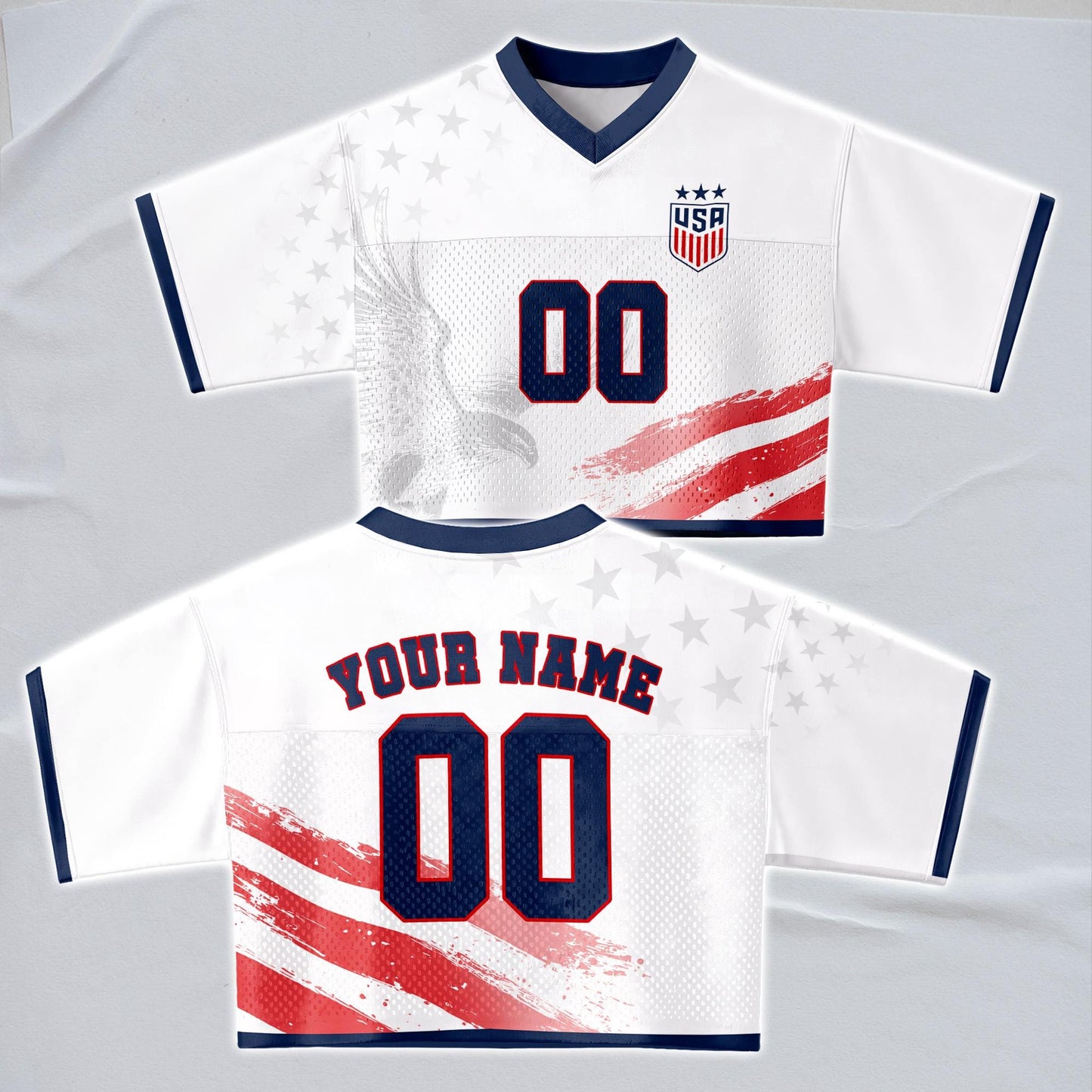 Custom USA Soccer Crop Top Jersey, Personalized Name Number Shirt, Football Fan Crop Tee, Bachelorette Party & Festival Outfit | GY56
