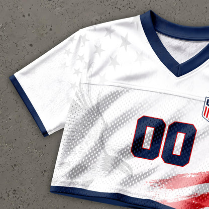 Custom USA Soccer Crop Top Jersey, Personalized Name Number Shirt, Football Fan Crop Tee, Bachelorette Party & Festival Outfit | GY56