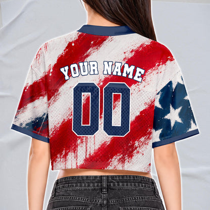 Custom USA Soccer Crop Top Jersey, Personalized Name Number Shirt, Football Fan Crop Tee, Bachelorette Party & Festival Outfit | MM35