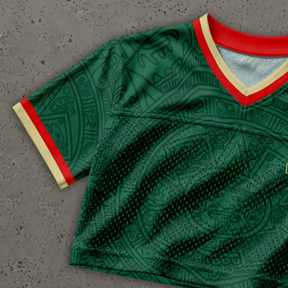 Custom Mexico Football Jersey for Women, Personalized Glitter Printed Name Number Mesh Crop Top, Green White Soccer Jersey, Mexican Shirt | CU87