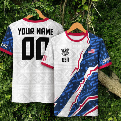 Personalized America Soccer Team Jersey For Men And Kid, Customized American Soccer Jersey, Custom USA Jersey, USA Soccer Jersey Team | RO43
