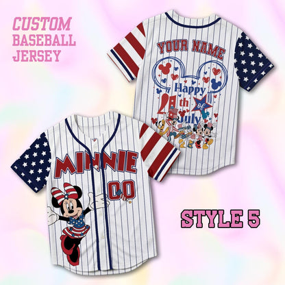 Custom 4th of July 250 Years Mickey Baseball Jersey, Personalized Disney America Family Matching Shirt, Disney World Trip 2026 Outfits | YJ29