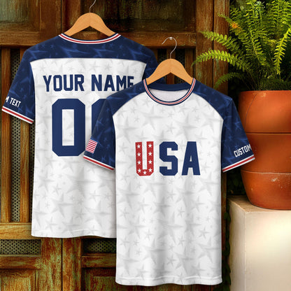 Custom USA Soccer Jersey For Men Women & Kids, Personalized American Soccer Jersey, Americana Game Day Outfit, USA Soccer Jersey Team | OP80