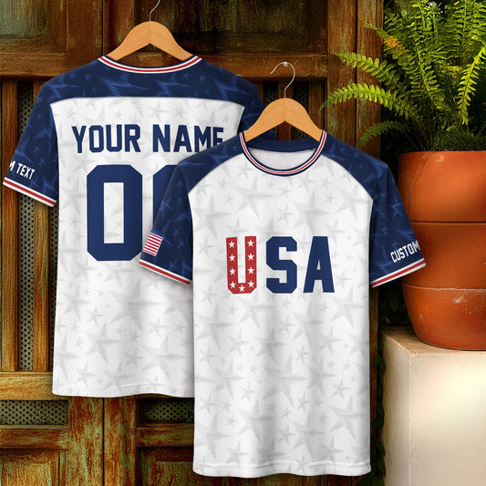Custom USA Soccer Jersey For Men Women & Kids, Personalized American Soccer Jersey, Americana Game Day Outfit, USA Soccer Jersey Team | OP80