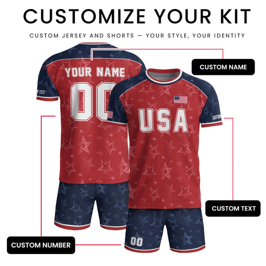 Custom USA Soccer Jersey For Men Women & Kids, Personalized American Soccer Jersey, Americana Game Day Outfit, USA Soccer Jersey Team | KM12