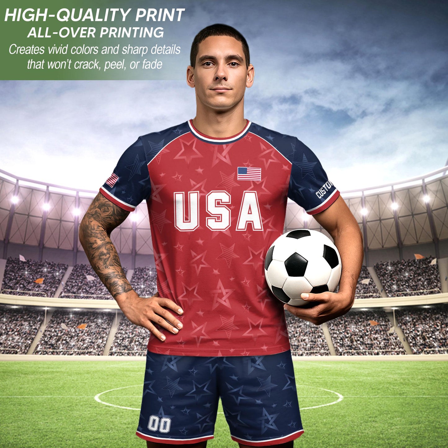 Custom USA Soccer Jersey For Men Women & Kids, Personalized American Soccer Jersey, Americana Game Day Outfit, USA Soccer Jersey Team | KM12