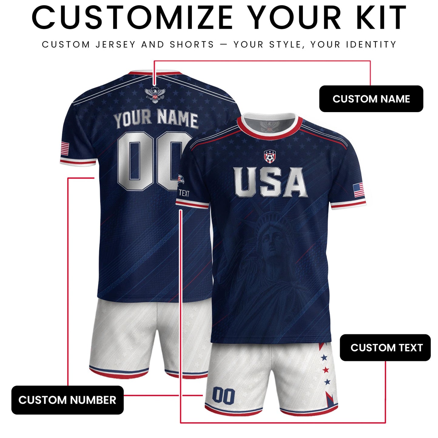 Custom USA Soccer Jersey For Men Women & Kids, Personalized American Soccer Jersey, Americana Game Day Outfit, USA Soccer Jersey Team | ZM64