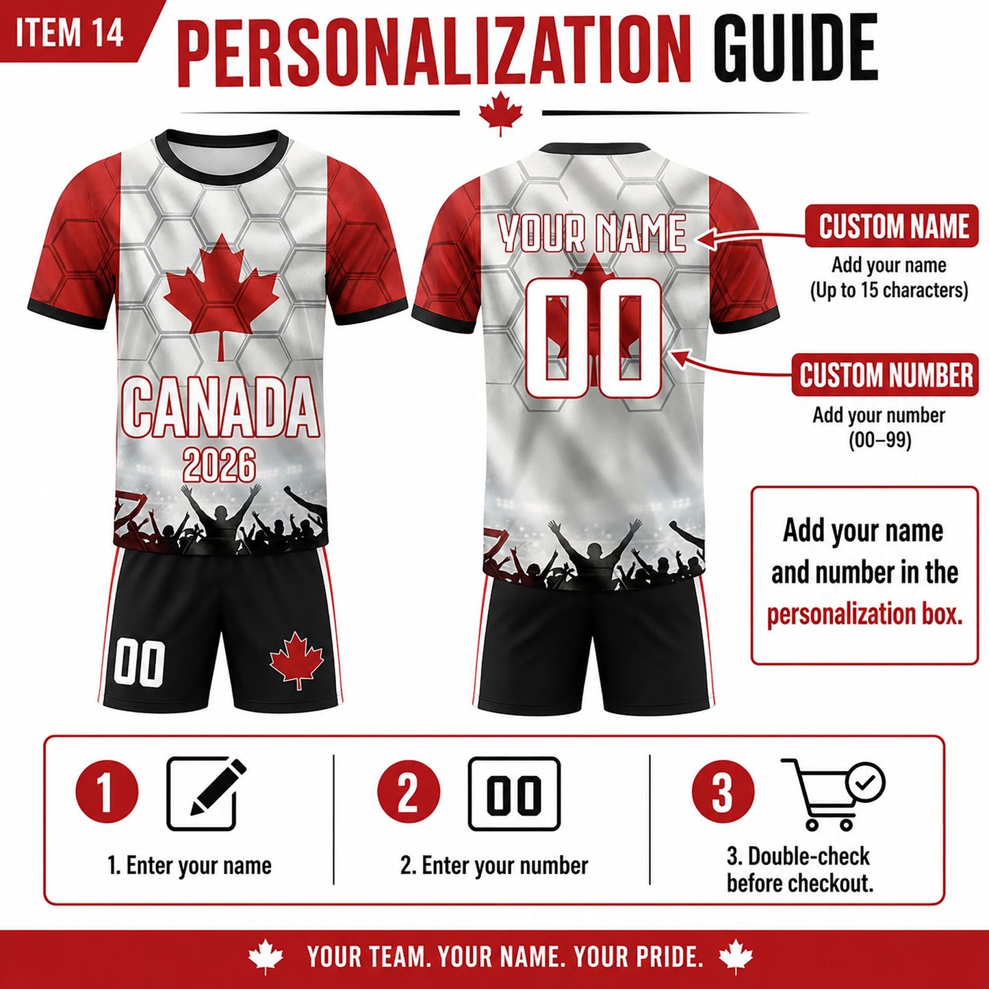 Custom Canada Soccer Jersey 2026 World Cup, Personalized Name Number Shirt, Unisex Fan Apparel Gift | ZA89