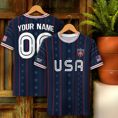 Custom USA Soccer Jersey For Men Women & Kids, Personalized American Soccer Jersey, Americana Game Day Outfit, USA Soccer Jersey Team | JK87