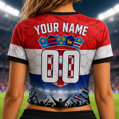 Custom Croatia Crop Top Soccer Jersey 2026, Personalized Name Number World Cup Shirt for Women, Game Day Fan Gift | YT44