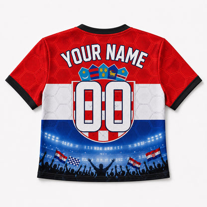 Custom Croatia Crop Top Soccer Jersey 2026, Personalized Name Number World Cup Shirt for Women, Game Day Fan Gift | YT44