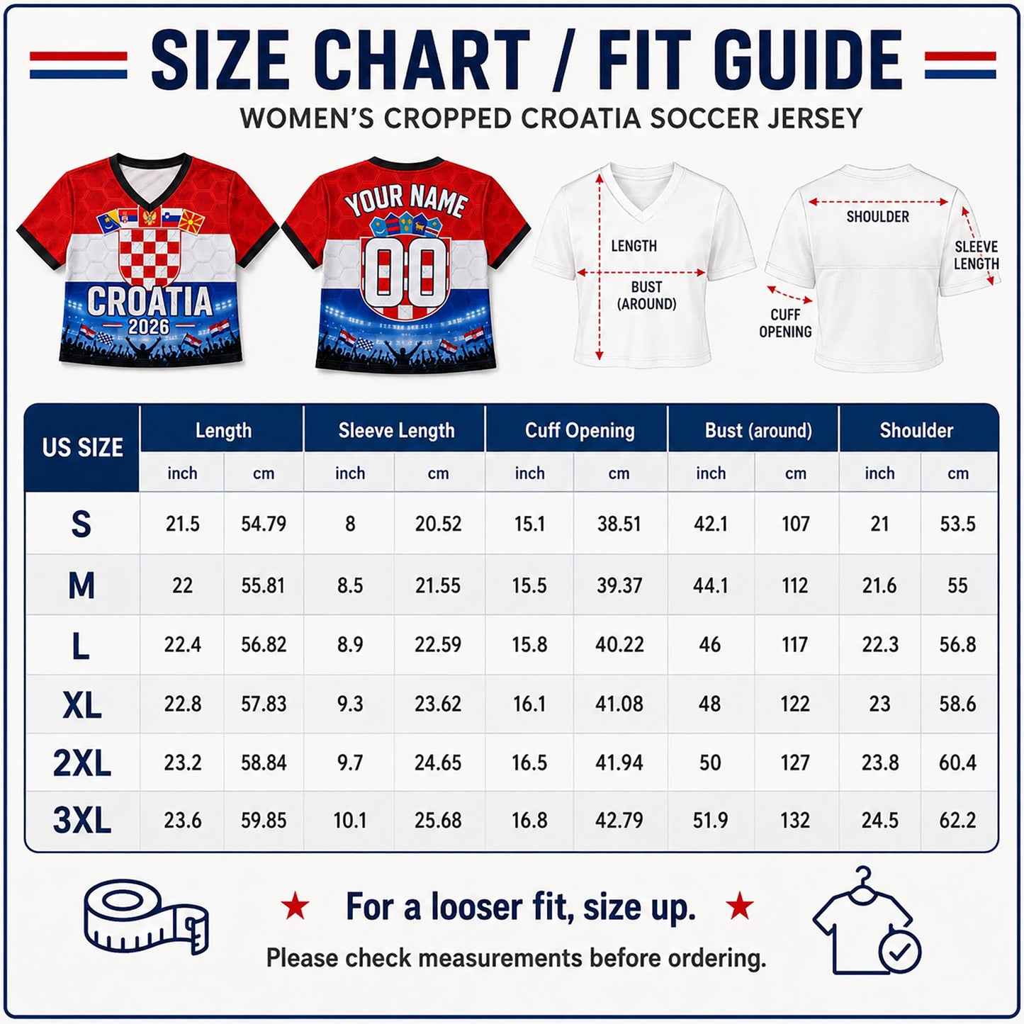 Custom Croatia Crop Top Soccer Jersey 2026, Personalized Name Number World Cup Shirt for Women, Game Day Fan Gift | YT44