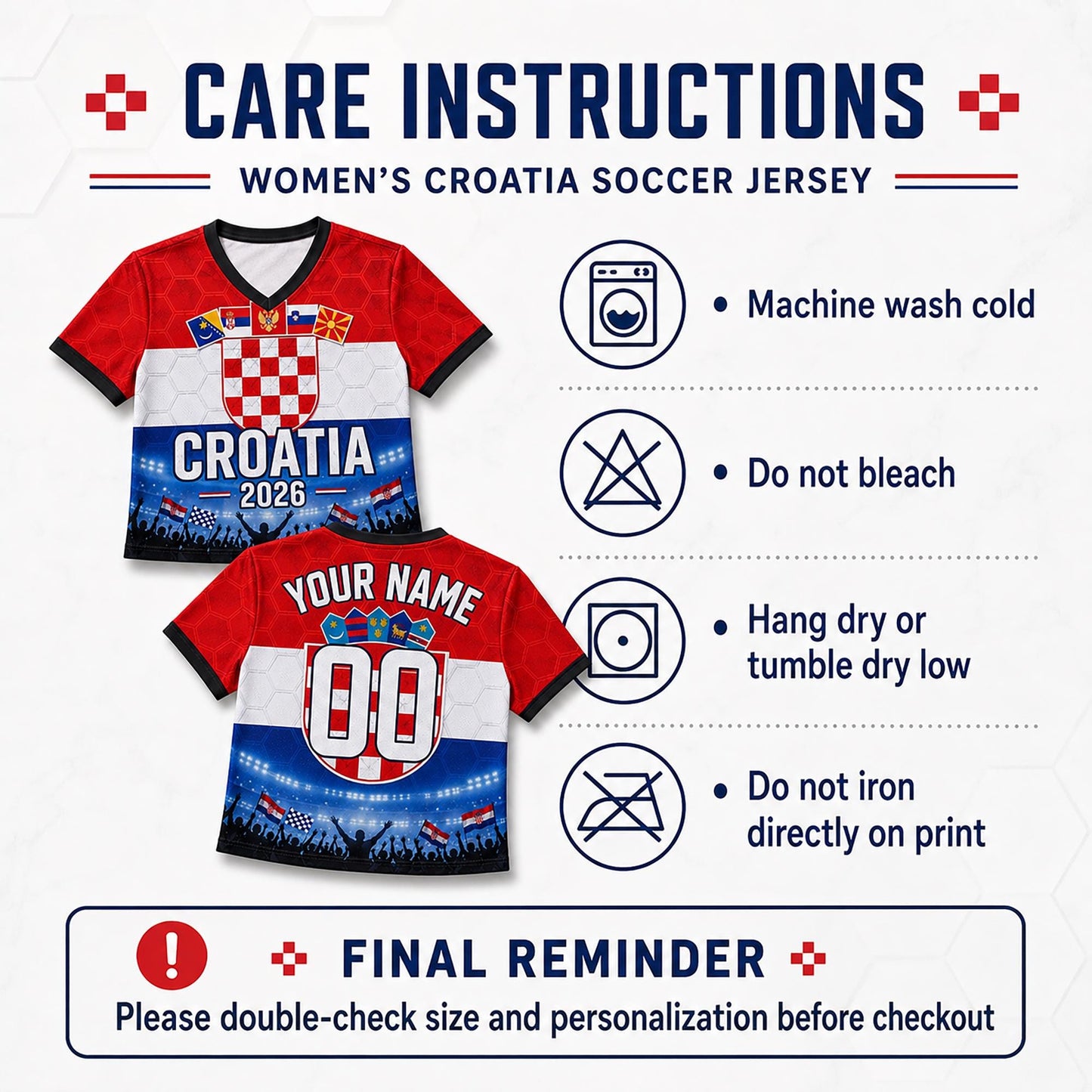 Custom Croatia Crop Top Soccer Jersey 2026, Personalized Name Number World Cup Shirt for Women, Game Day Fan Gift | YT44