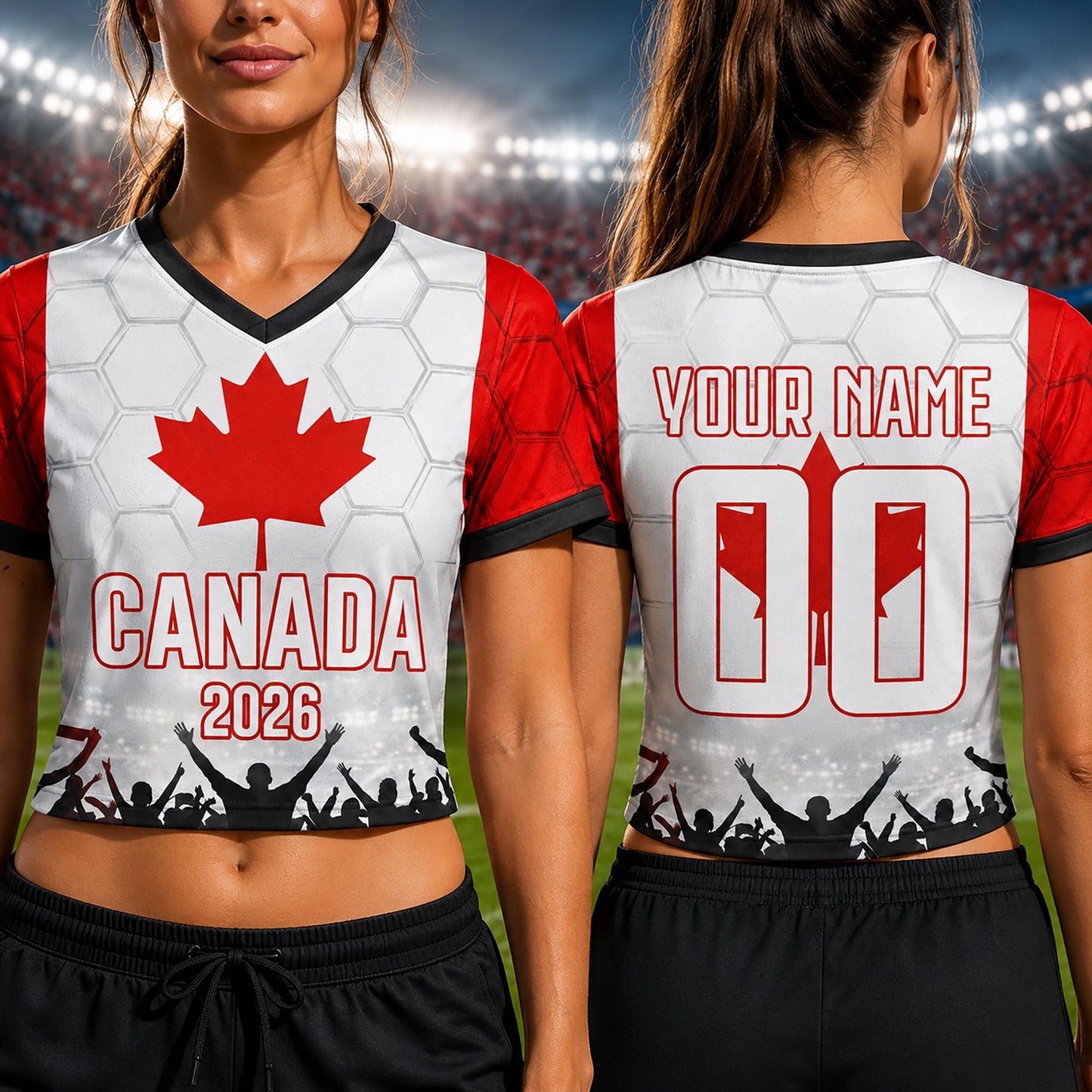Custom Canada Crop Top Soccer Jersey 2026, Personalized Name Number World Cup Shirt for Women, Game Day Fan Gift | VC48