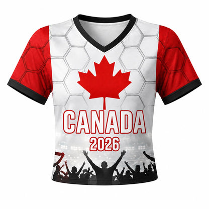 Custom Canada Crop Top Soccer Jersey 2026, Personalized Name Number World Cup Shirt for Women, Game Day Fan Gift | VC48