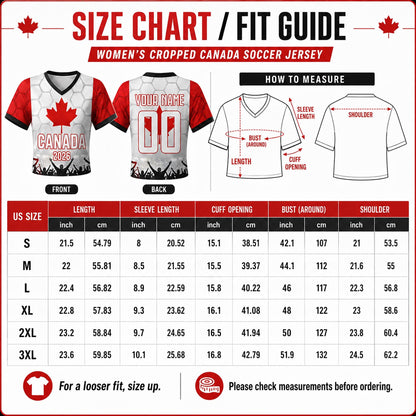 Custom Canada Crop Top Soccer Jersey 2026, Personalized Name Number World Cup Shirt for Women, Game Day Fan Gift | VC48