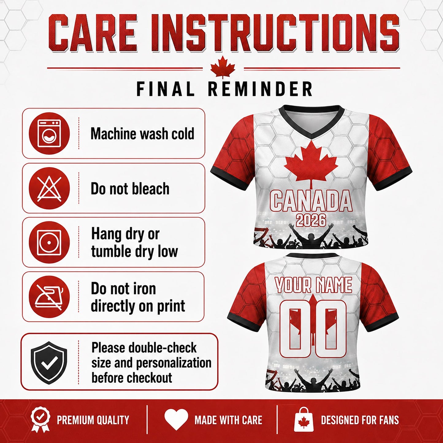 Custom Canada Crop Top Soccer Jersey 2026, Personalized Name Number World Cup Shirt for Women, Game Day Fan Gift | VC48