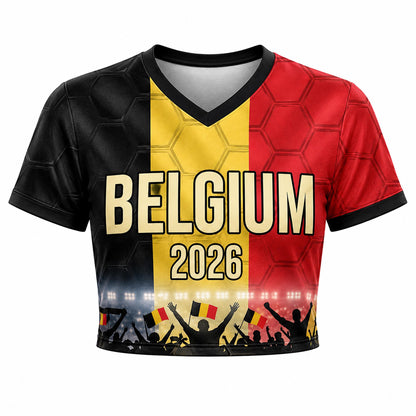 Custom Belgium Crop Top Soccer Jersey 2026, Personalized Name Number World Cup Shirt for Women, Game Day Fan Gift | VP68