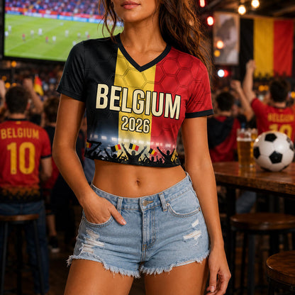 Custom Belgium Crop Top Soccer Jersey 2026, Personalized Name Number World Cup Shirt for Women, Game Day Fan Gift | VP68