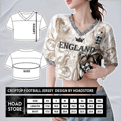 Custom England Soccer Crop Top Jersey, Personalized Name Number Shirt, Football Fan Crop Tee, Bachelorette Party & Festival Outfit | AZ81