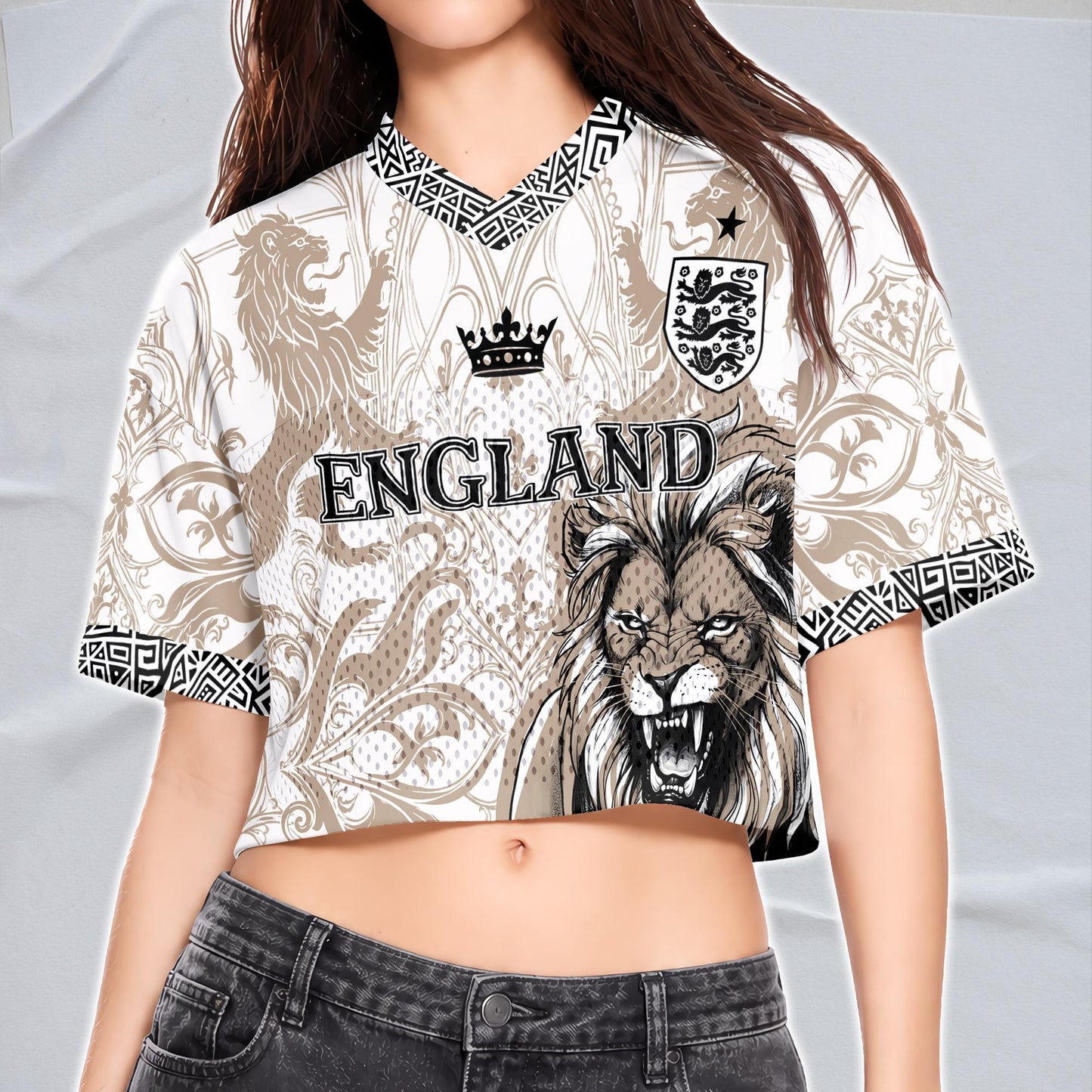 Custom England Soccer Crop Top Jersey, Personalized Name Number Shirt, Football Fan Crop Tee, Bachelorette Party & Festival Outfit | AZ81