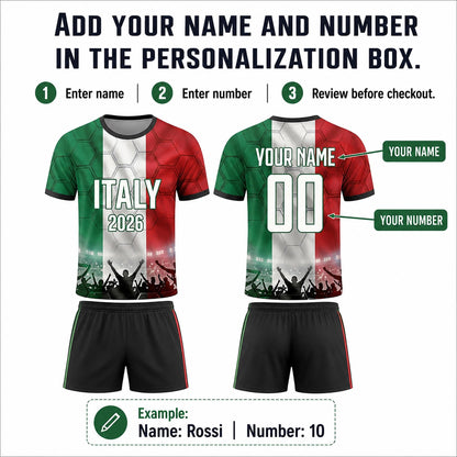 Custom Italy Soccer Jersey 2026 World Cup, Personalized Name Number Shirt, Unisex Fan Apparel Gift | HM97