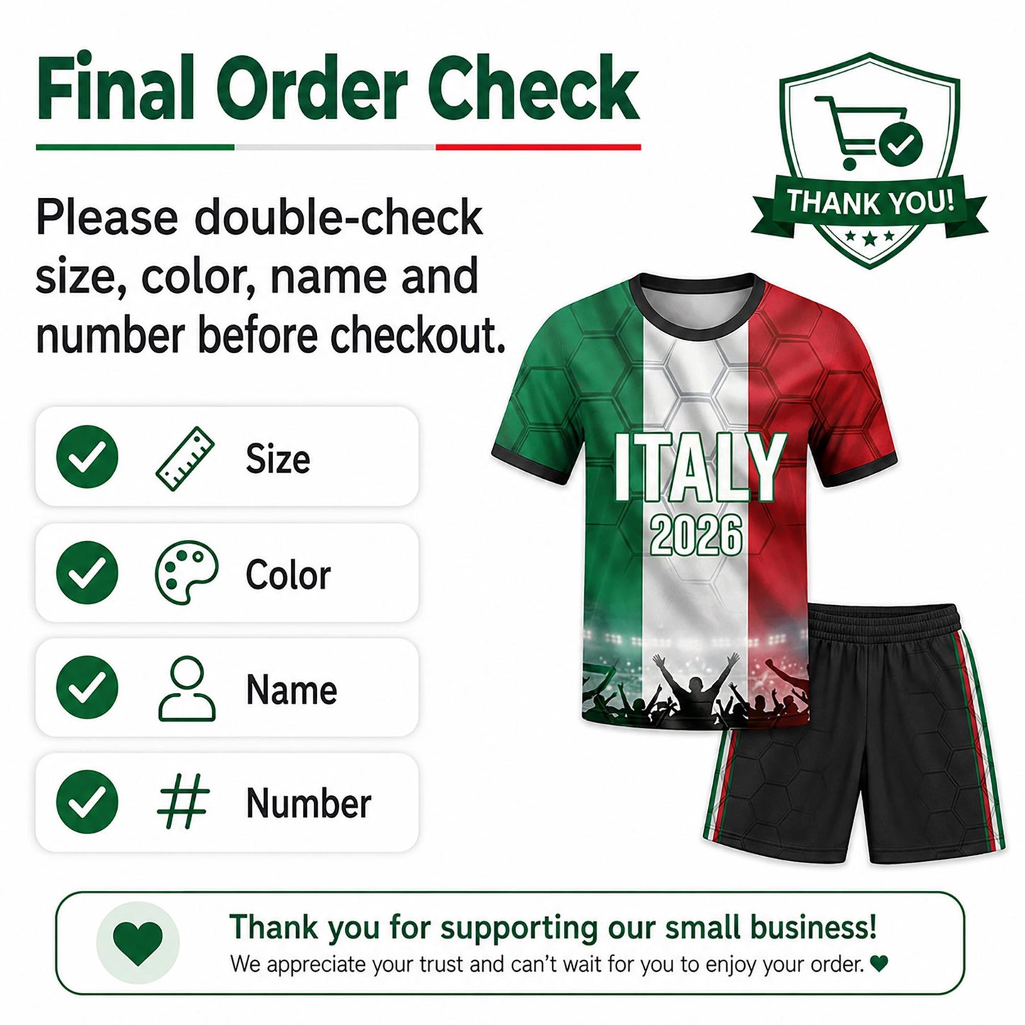 Custom Italy Soccer Jersey 2026 World Cup, Personalized Name Number Shirt, Unisex Fan Apparel Gift | HM97