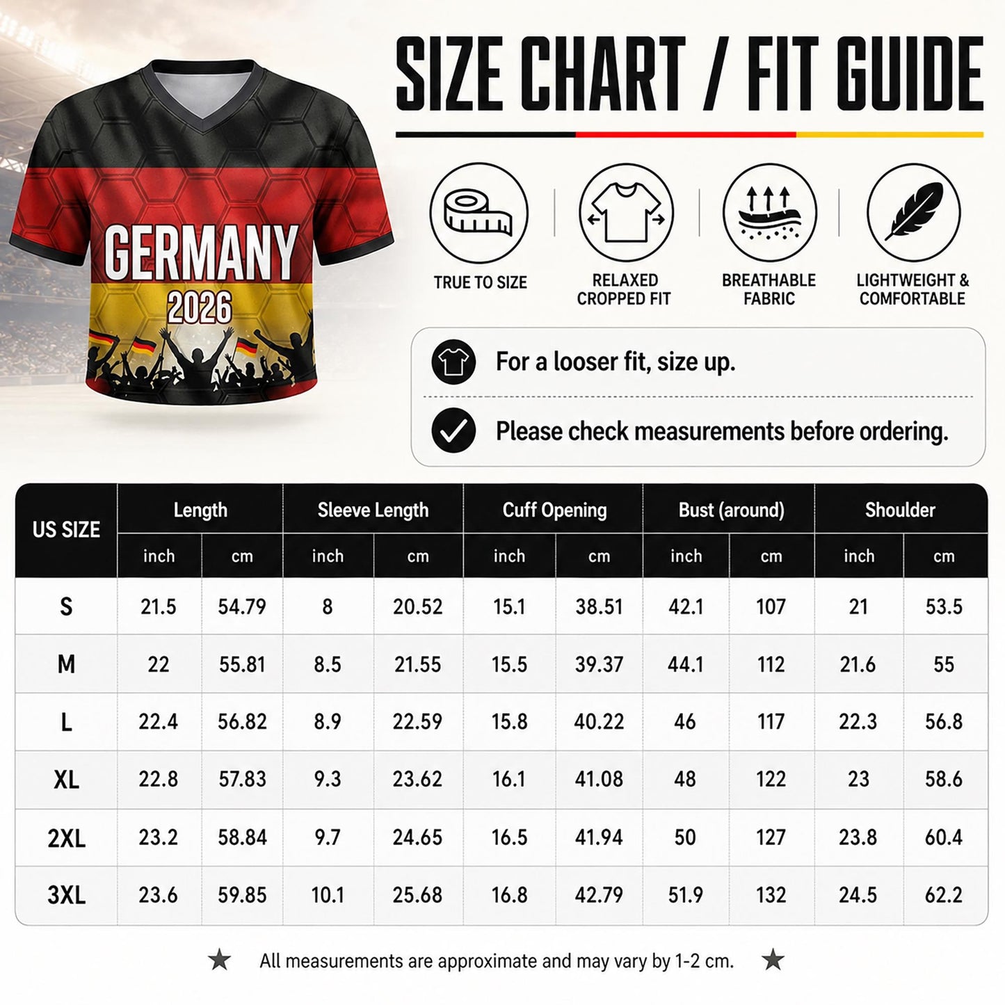 Custom Germany Crop Top Soccer Jersey 2026, Personalized Name Number World Cup Shirt for Women, Game Day Fan Gift | EU98