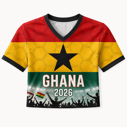 Custom Ghana Crop Top Soccer Jersey 2026, Personalized Name Number World Cup Shirt for Women, Game Day Fan Gift | MI69
