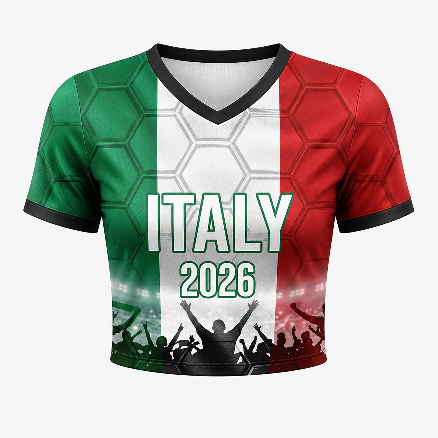 Custom Italy Crop Top Soccer Jersey 2026, Personalized Name Number World Cup Shirt for Women, Game Day Fan Gift | DQ64