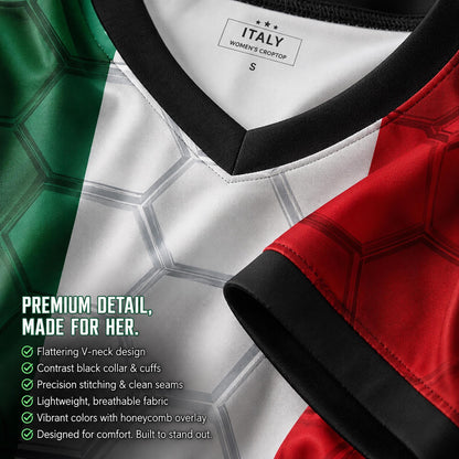 Custom Italy Crop Top Soccer Jersey 2026, Personalized Name Number World Cup Shirt for Women, Game Day Fan Gift | DQ64